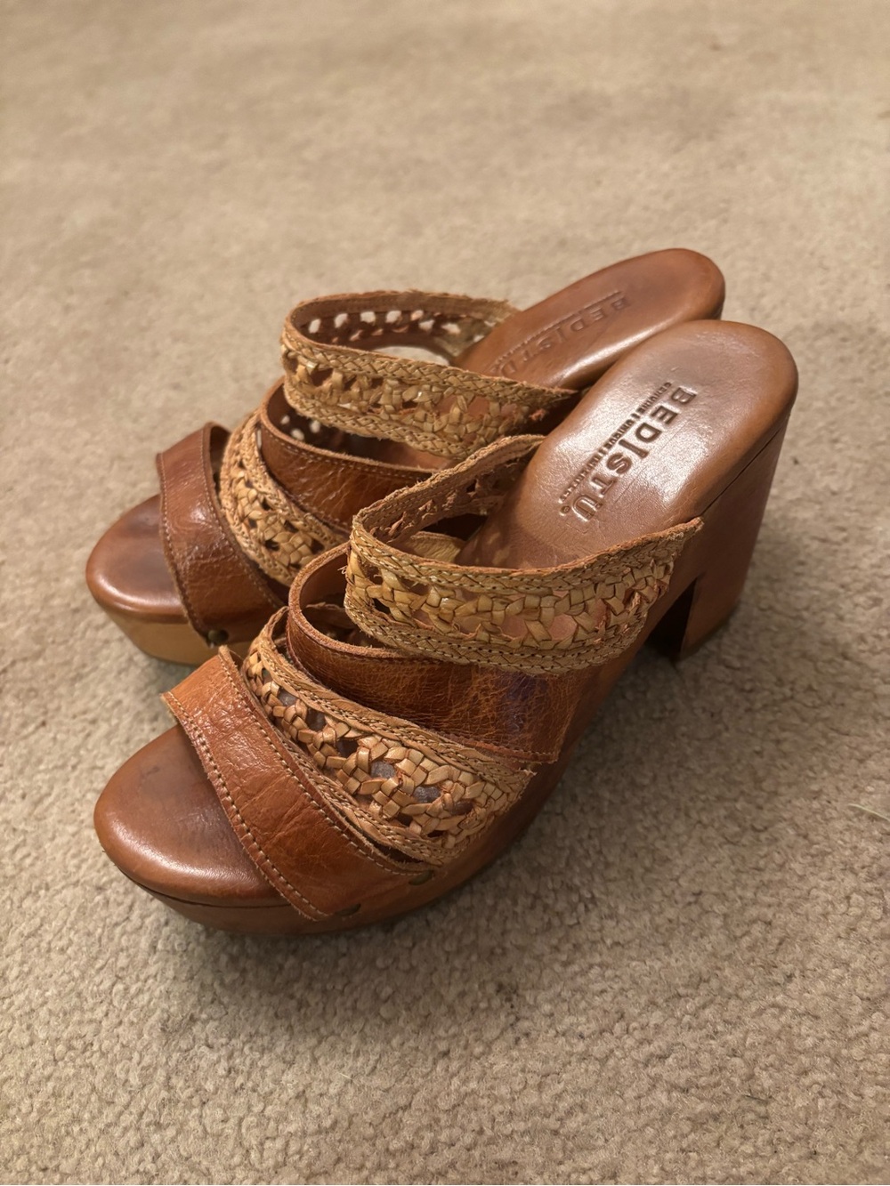 BED|STU Leather Crystal Women’s Platform Mules